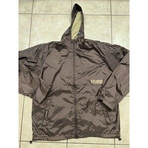 Vintage Gravis Jacket Mens Large Brown Full Zip Hooded Nylon Japan Skateboarding
